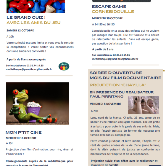 Programme d’animations Médiathèque La Licorne